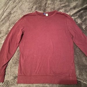 H&M Burgundy Maroon Red Long Sleeve Crewneck Pullover Sweatshirt Size Medium